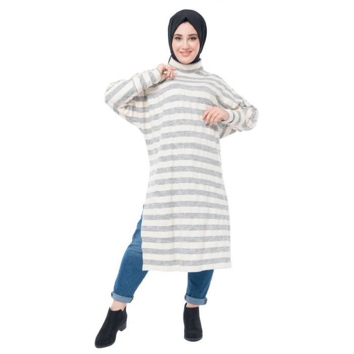 Moda Çizgi Desenli Tunik