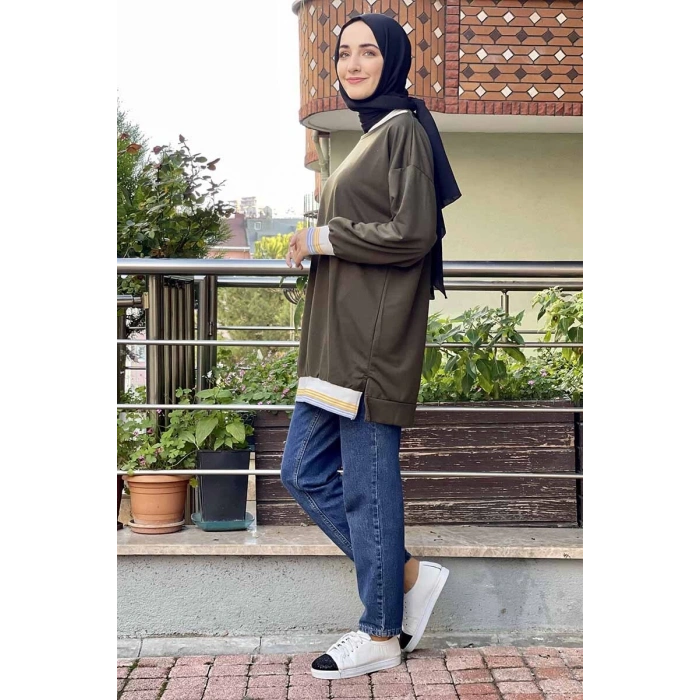 Moda Çizgi Desenli Tunik