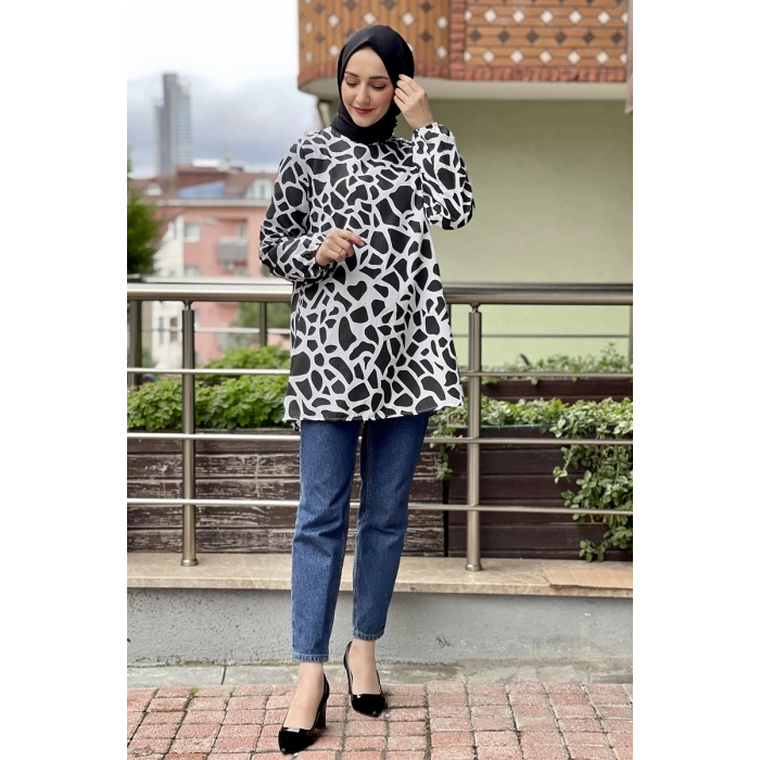 Moda Çizgi Desenli Tunik