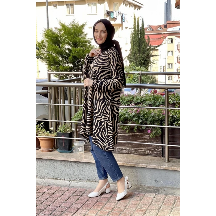 Moda Çizgi Desenli Tunik
