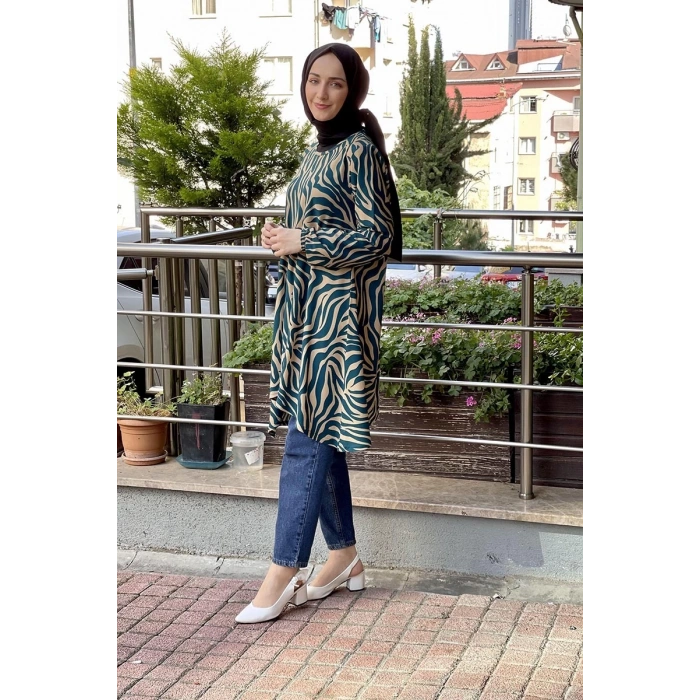 Moda Çizgi Desenli Tunik