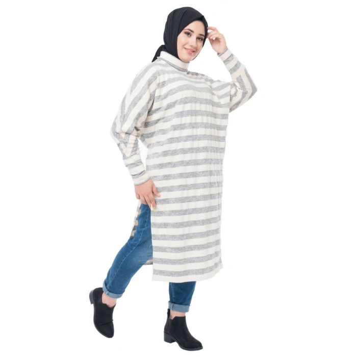 Moda Çizgi Desenli Tunik