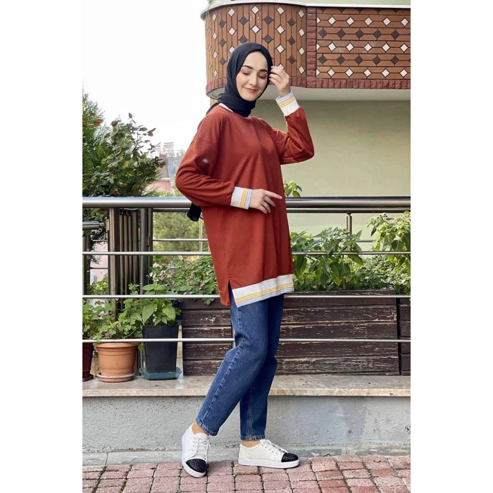 Moda Çizgi Desenli Tunik