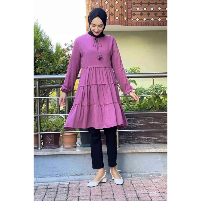 Moda Çizgi Desenli Tunik