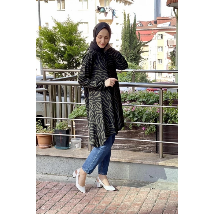 Moda Çizgi Desenli Tunik
