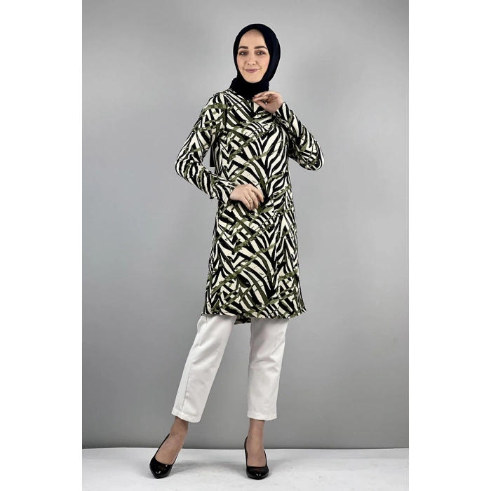 Moda Çizgi Desenli Tunik
