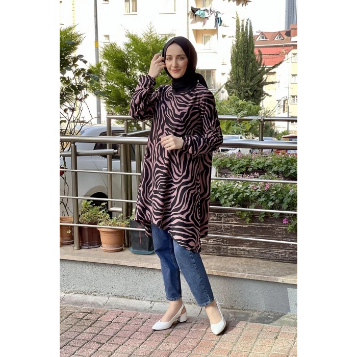 Moda Çizgi Desenli Tunik