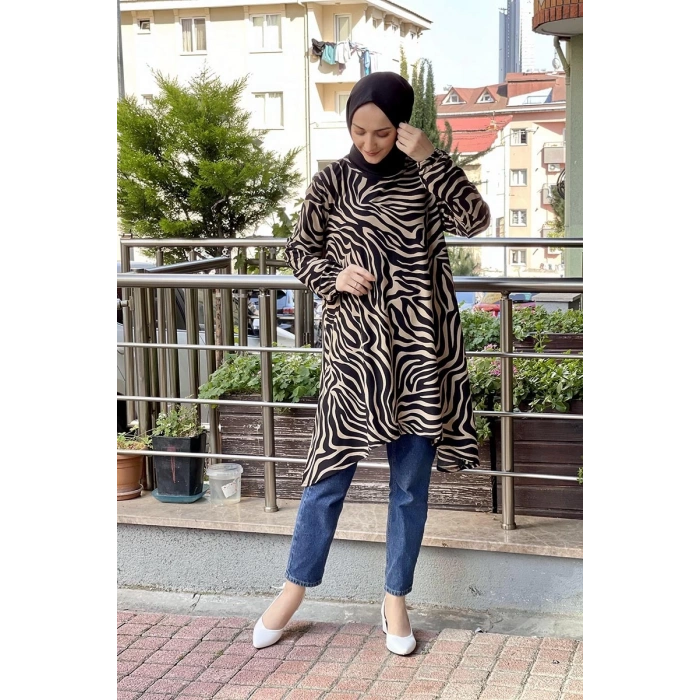 Moda Çizgi Desenli Tunik