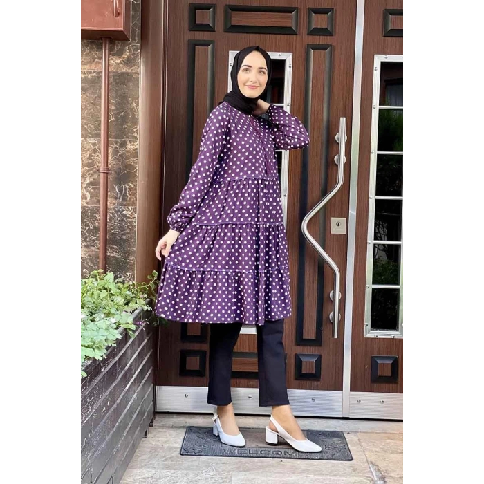 Moda Çizgi Desenli Tunik