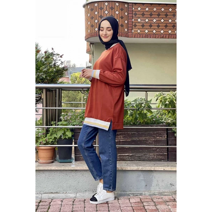 Moda Çizgi Desenli Tunik