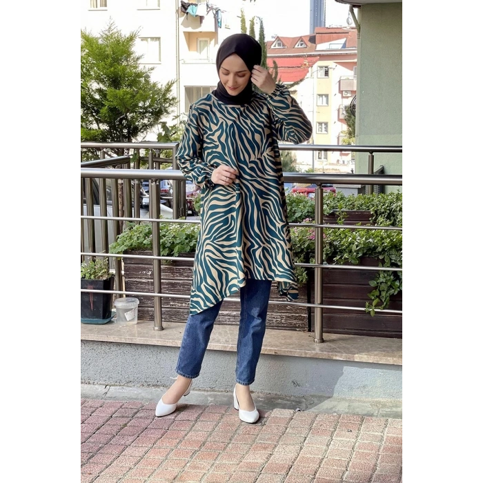 Moda Çizgi Desenli Tunik