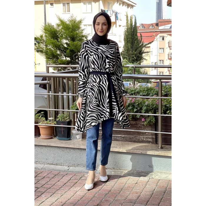 Moda Çizgi Desenli Tunik