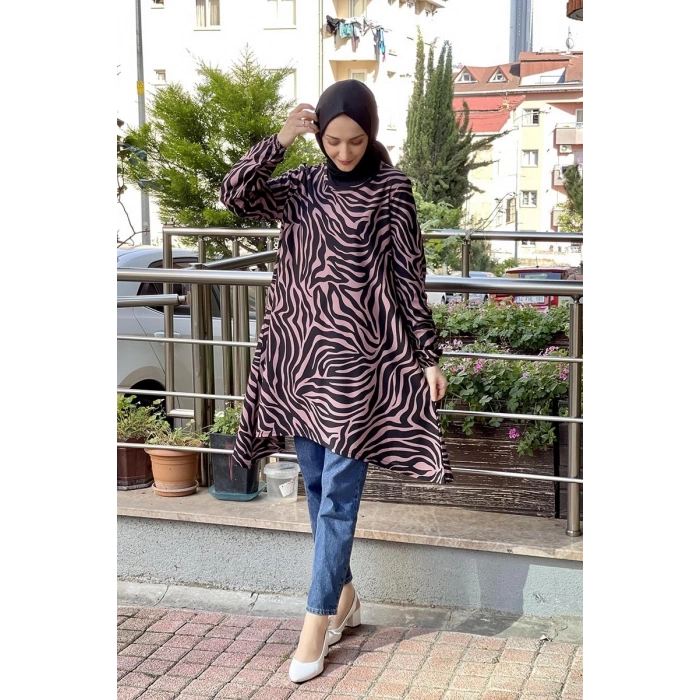 Moda Çizgi Desenli Tunik