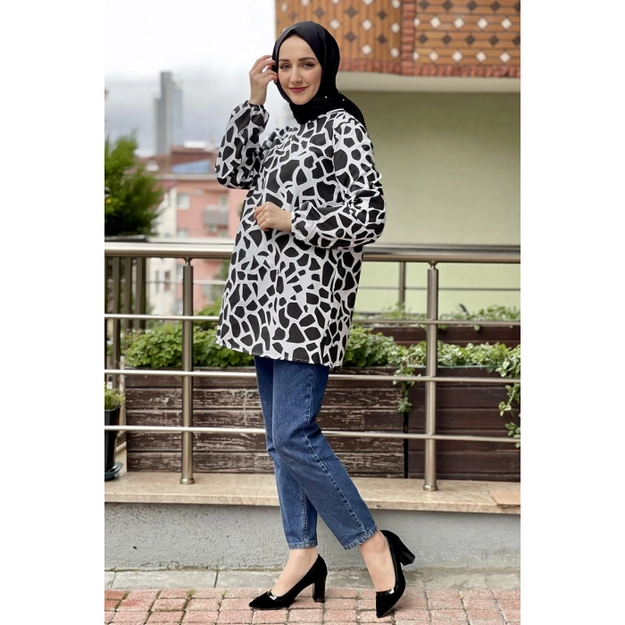 Moda Çizgi Desenli Tunik