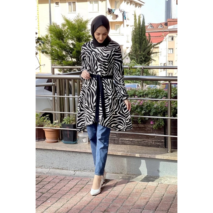 Moda Çizgi Desenli Tunik