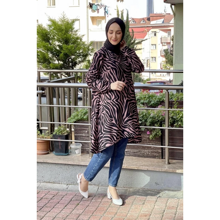 Moda Çizgi Desenli Tunik