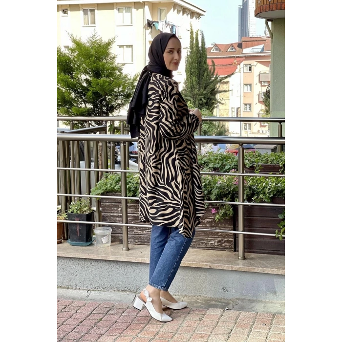 Moda Çizgi Desenli Tunik
