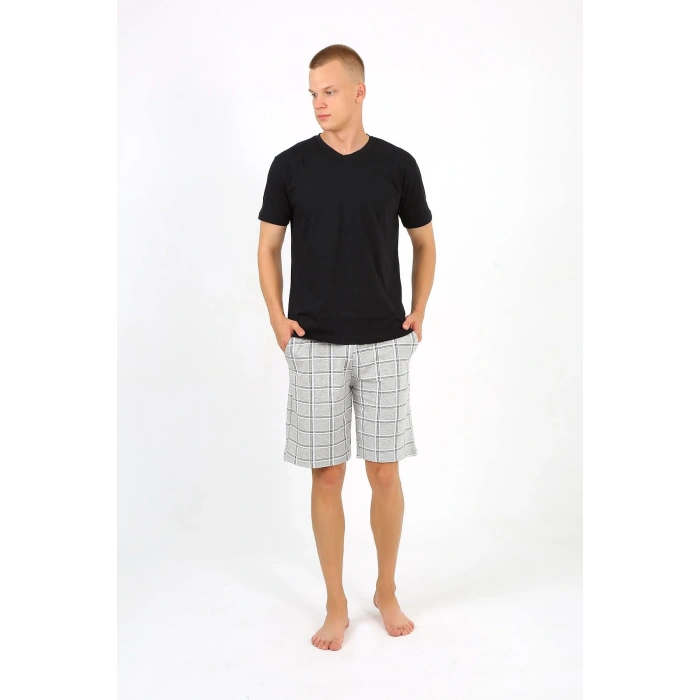 Moda Çizgi Erkek 2 İplik Penye Tek Alt Şort Gri 27550