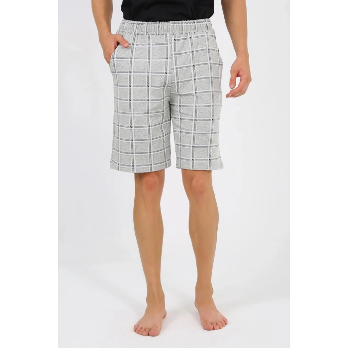 Moda Çizgi Erkek 2 İplik Penye Tek Alt Şort Gri 27550