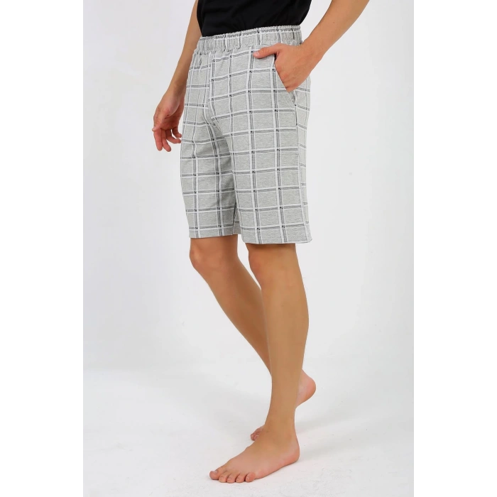 Moda Çizgi Erkek 2 İplik Penye Tek Alt Şort Gri 27550
