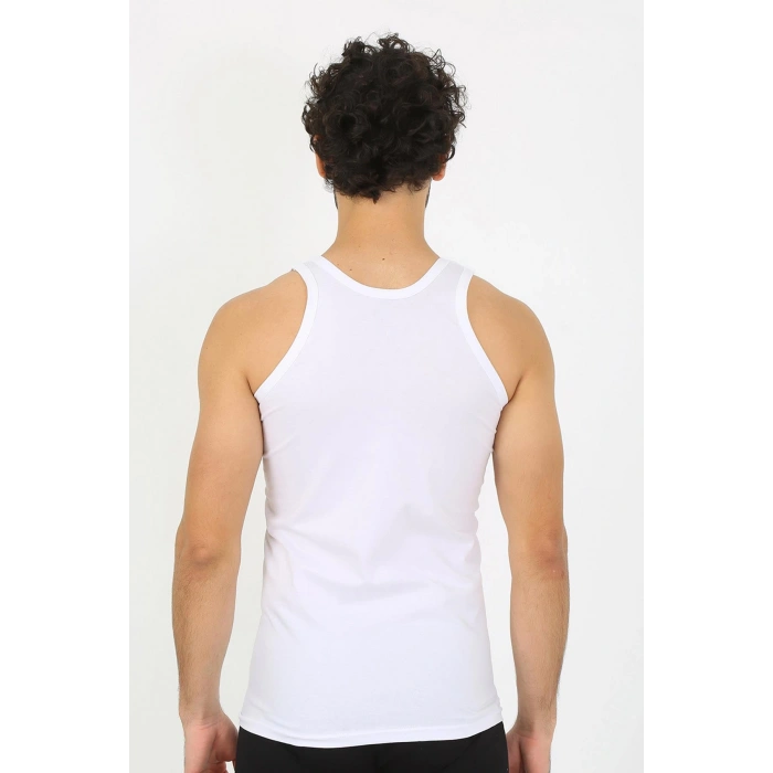 moda çizgi Erkek Beyaz Ribana Atlet 6502