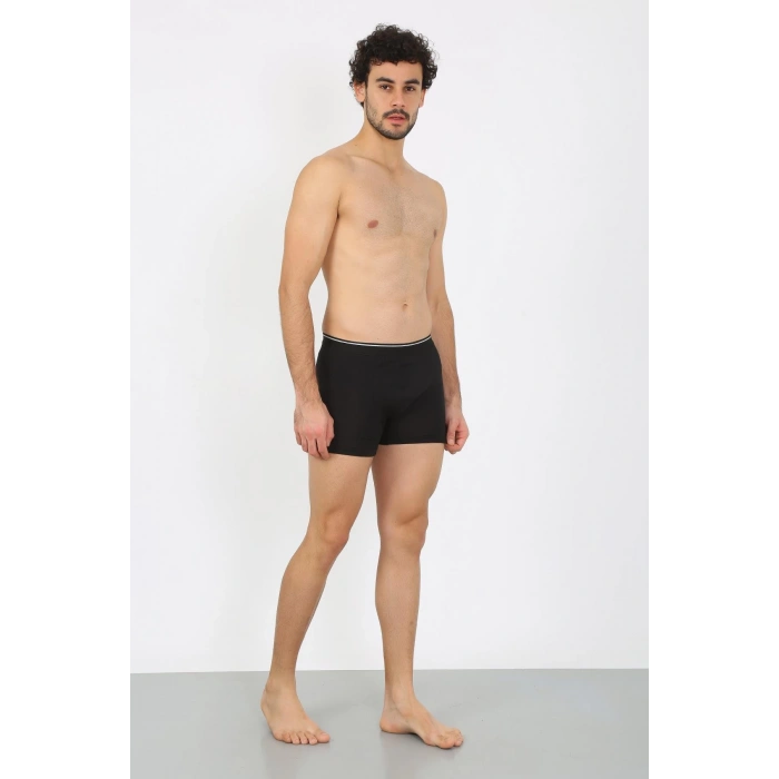 Moda Çizgi Erkek Büyük Beden Pamuk Likralı Boxer Siyah 40134