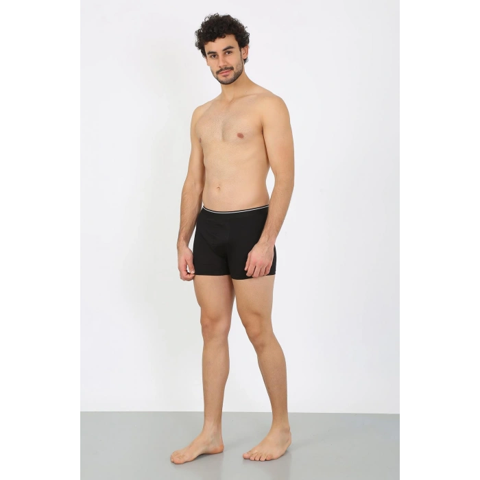 Moda Çizgi Erkek Büyük Beden Pamuk Likralı Boxer Siyah 40134