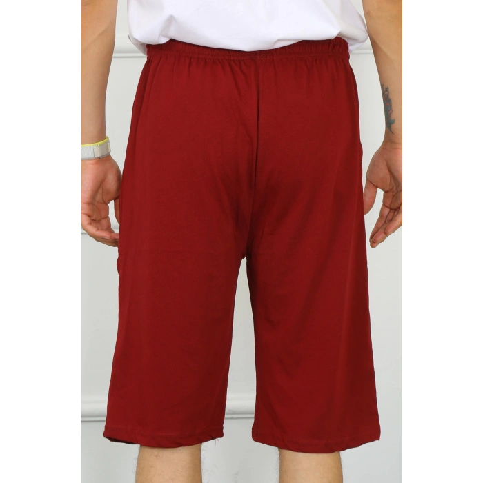 Moda Çizgi Erkek Cepli Pamuk Lakost Kapri Bordo 27554