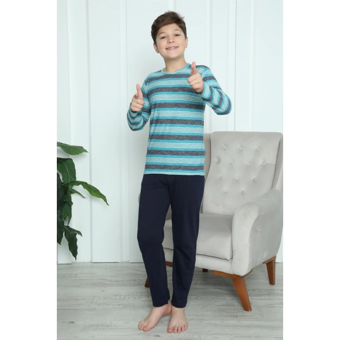 Moda Çizgi Erkek Çocuk Penye Pijama Takım 20413