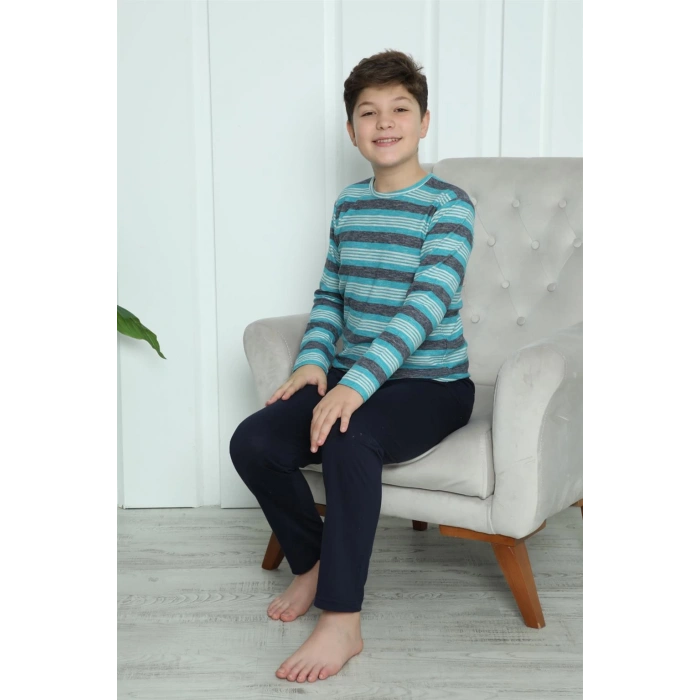 Moda Çizgi Erkek Çocuk Penye Pijama Takım 20413