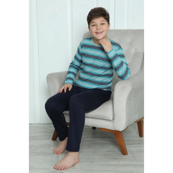 Moda Çizgi Erkek Çocuk Penye Pijama Takım 20413