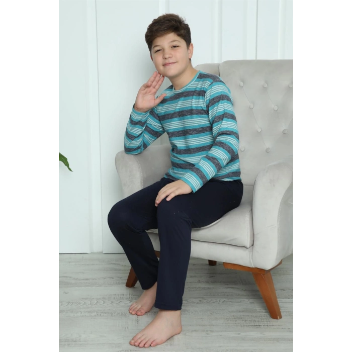 Moda Çizgi Erkek Çocuk Penye Pijama Takım 20413