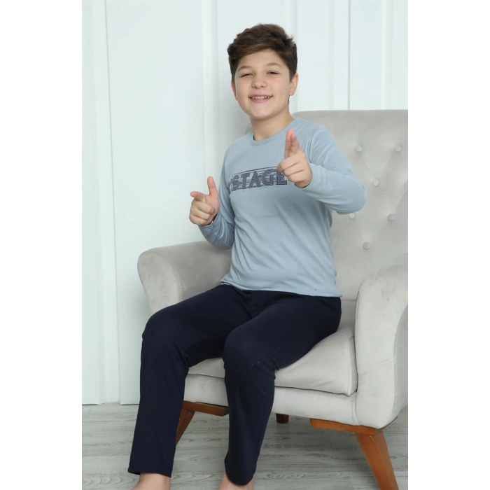 Moda Çizgi Erkek Çocuk Penye Pijama Takım 20415