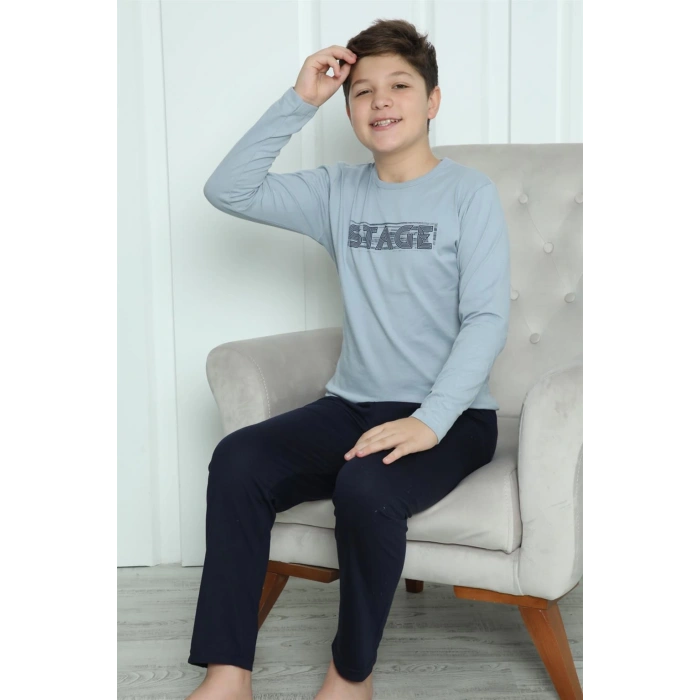 Moda Çizgi Erkek Çocuk Penye Pijama Takım 20415