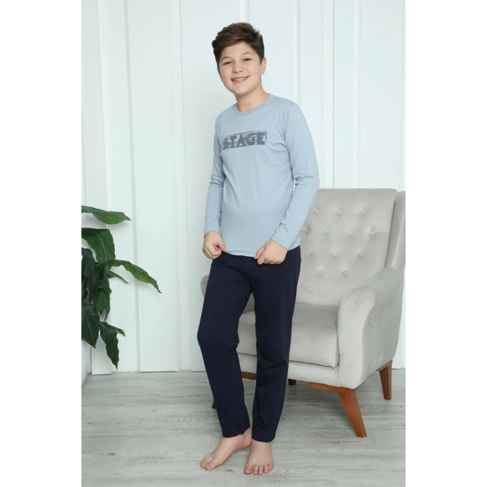 Moda Çizgi Erkek Çocuk Penye Pijama Takım 20415