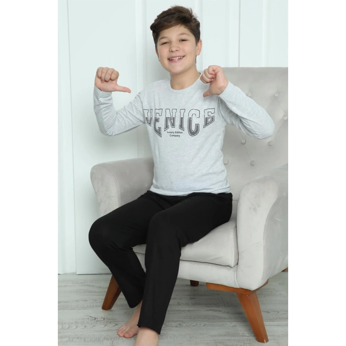 Moda Çizgi Erkek Çocuk Penye Pijama Takım 20417