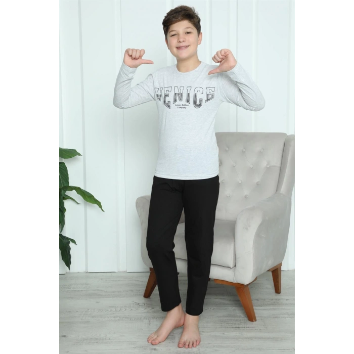 Moda Çizgi Erkek Çocuk Penye Pijama Takım 20417