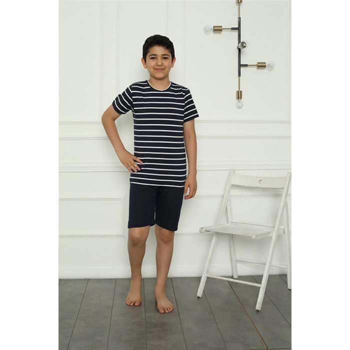 Moda Çizgi Erkek Çocuk Penye Şortlu Pijama Takım 20394