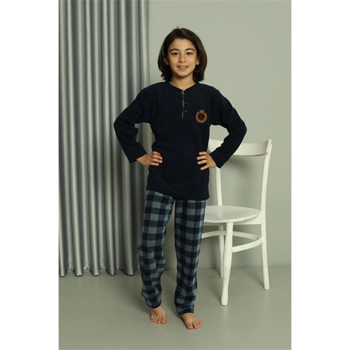 Moda Çizgi Erkek Çocuk WelSoft Polar Lacivert Pijama Takımı 20549