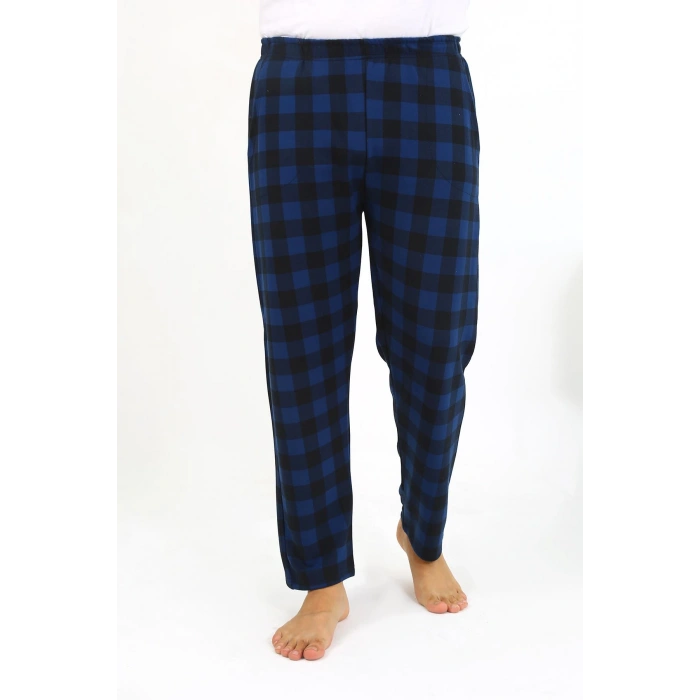 Moda Çizgi Erkek Ekoseli Desen Penye Tek Alt Pijama 27540 Siyah