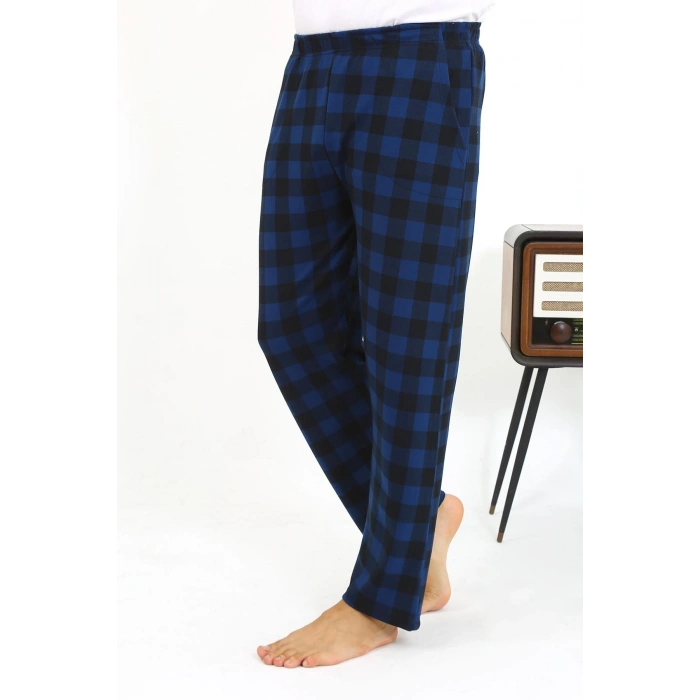 Moda Çizgi Erkek Ekoseli Desen Penye Tek Alt Pijama 27540 Siyah