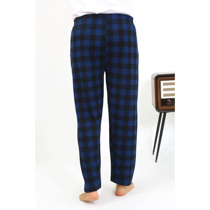 Moda Çizgi Erkek Ekoseli Desen Penye Tek Alt Pijama 27540 Siyah