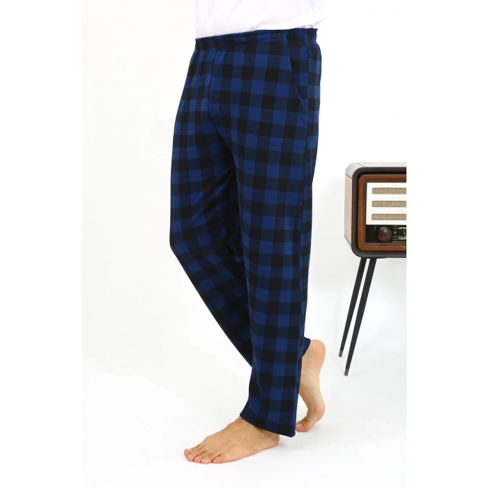 Moda Çizgi Erkek Ekoseli Desen Penye Tek Alt Pijama 27540 Siyah