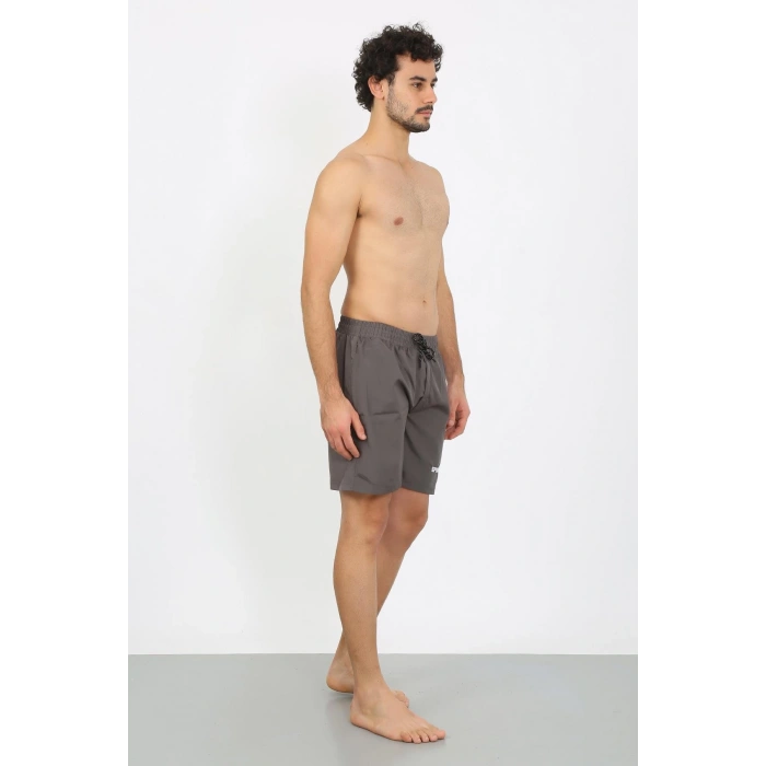 Moda Çizgi Erkek Fermuar Cepli Deniz Şortu Füme 27485