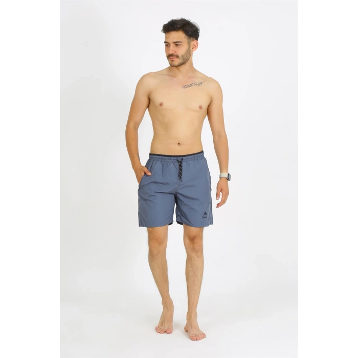 Moda Çizgi Erkek Gri Deniz Şortu 27485