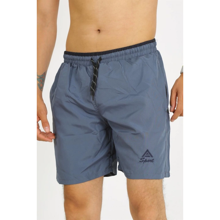 Moda Çizgi Erkek Gri Deniz Şortu 27485