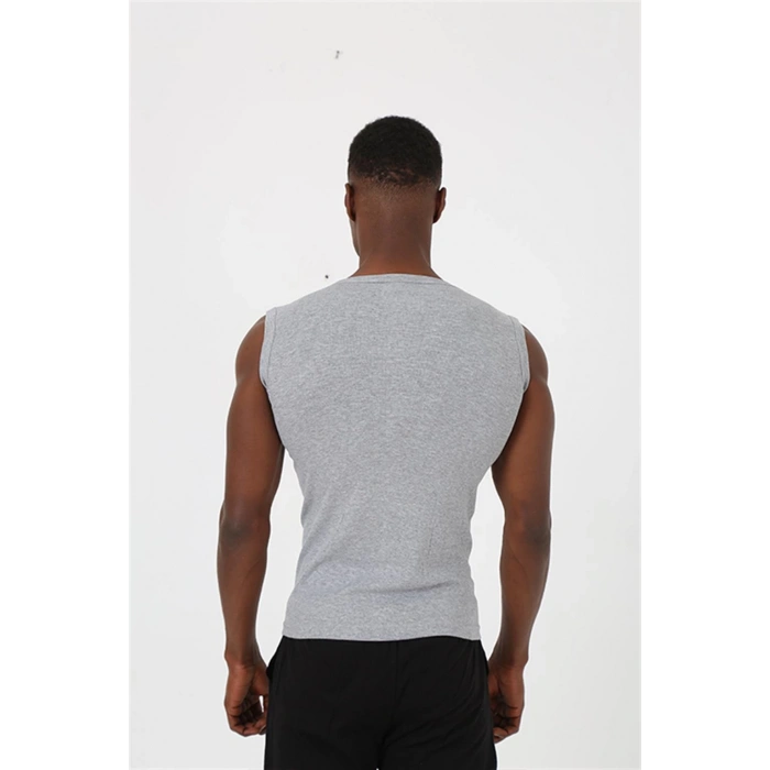Moda Çizgi Erkek Gri Sıfır Kol Ribana Atlet 6504