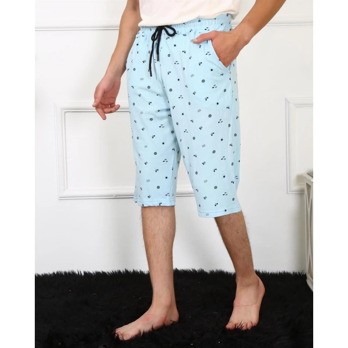 Moda Çizgi Erkek Lakost Buz Mavisi Kapri 27481