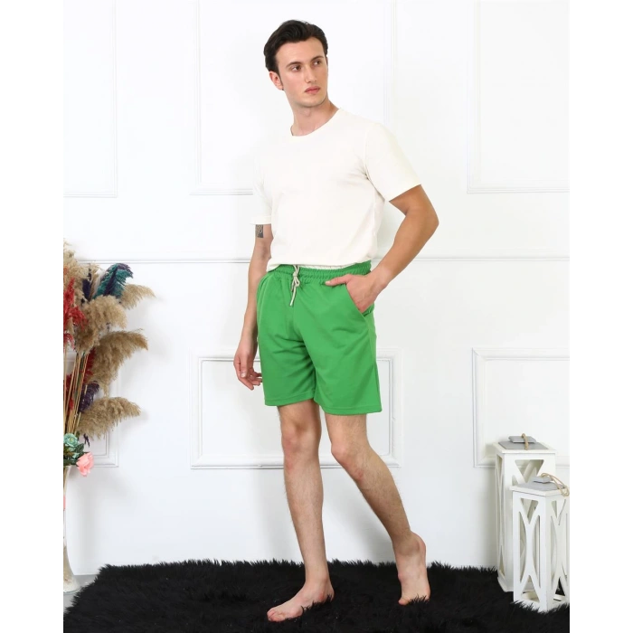Moda Çizgi Erkek Lakost Fıstık Yeşili Şort 27487
