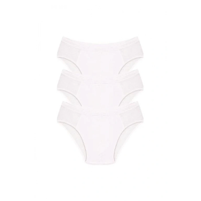 Moda Çizgi Erkek Pamuk 3lü Beyaz Slip 40129